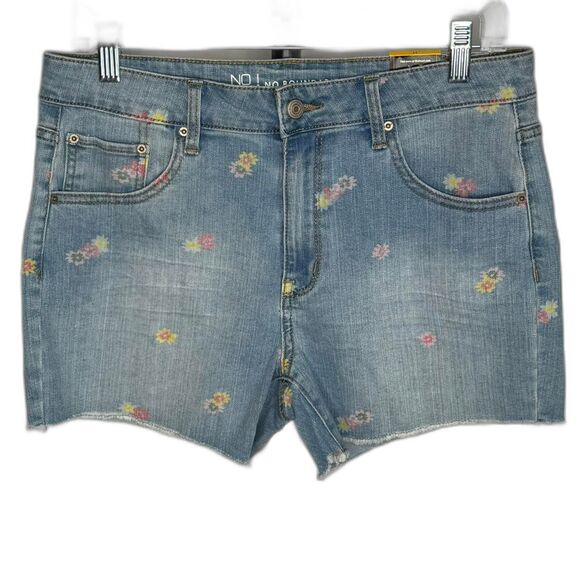 Denim shorts with flowers - Picture 1 of 7